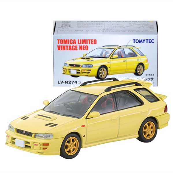 LV-N274b Subaru Impreza Pure Sports Wagon WRX STi Ver.VI (Yellow) 99 Year Tomytec Auto a Escala Diecast