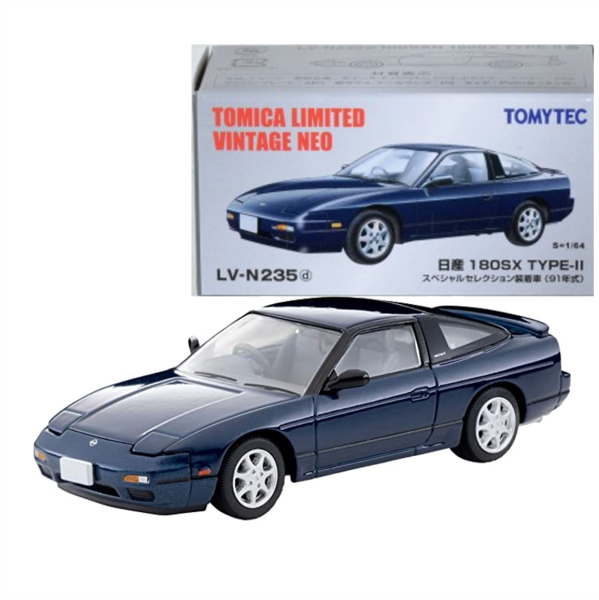 LV-N235d Nissan 180SX TYPE-II Special Selection Equipped Car (Navy Blue) 1991 Model Tomytec Auto a Escala Diecast