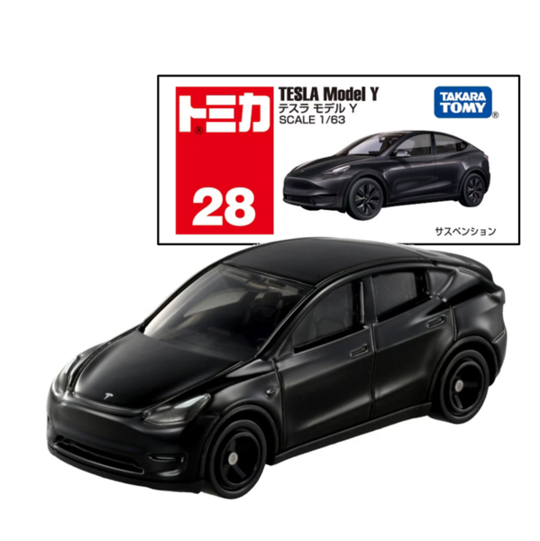 028 Tesla Model Y Box Takara Tomy Auto a Escala Diecast