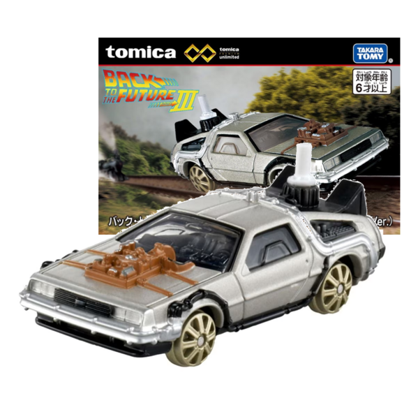 Back to the Future Time Machine (PART3/Railway Wheel Installation Ver.) Takara Tomy Auto a Escala Diecast