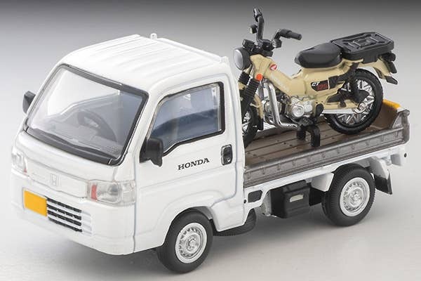LV-N330a Honda Acty Truck Motorcycle Shop Specification (White) With Honda CT125 / Hunter Cub Tomytec Auto a Escala Diecast - Imagen 2