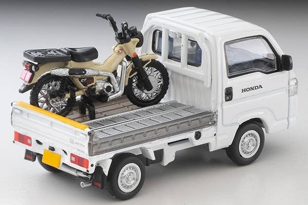 LV-N330a Honda Acty Truck Motorcycle Shop Specification (White) With Honda CT125 / Hunter Cub Tomytec Auto a Escala Diecast - Imagen 3