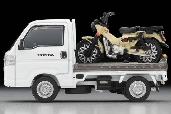 LV-N330a Honda Acty Truck Motorcycle Shop Specification (White) With Honda CT125 / Hunter Cub Tomytec Auto a Escala Diecast - Imagen 5