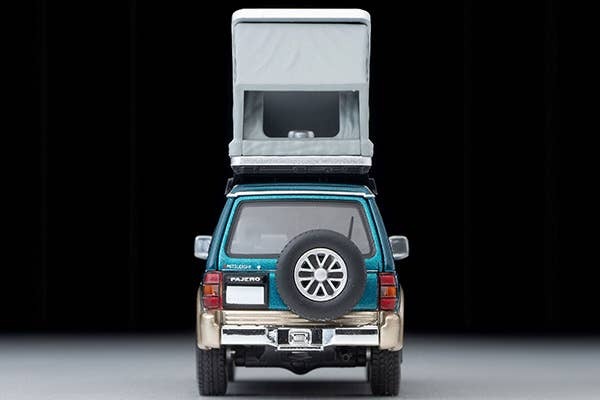 LV-N206c Mitsubishi Pajero Mid-Roof Wide VR Option Parts Equipped Vehicle (Green/Beige) 1991 Model With Tent And Figure Tomytec Auto a Escala Diecast - Imagen 8