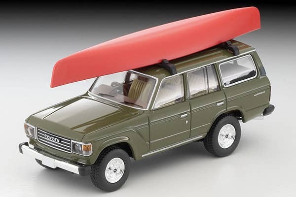 LV-N279e Toyota Land Cruiser 60 (Olive) Canoe With Figure Tomytec Auto a Escala Diecast - Imagen 2