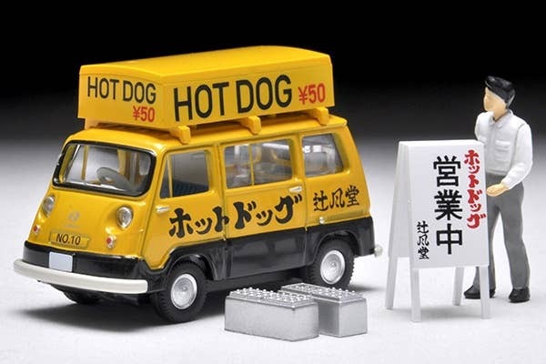 LV-201a Subaru Sambar Light Van Hot Dog Shop (Yellow / Black) with Figure Takara Tomy Auto a Escala Diecast - Imagen 2